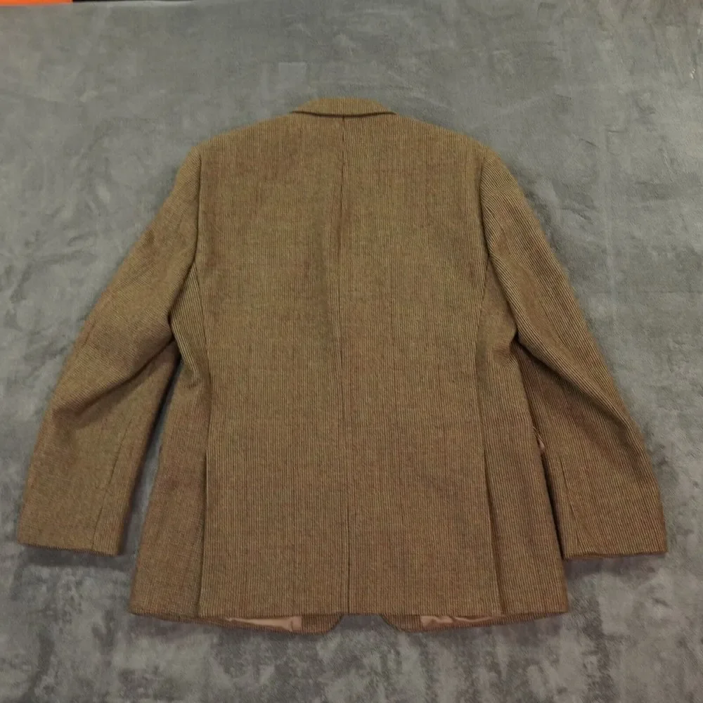 Vinatge Lauren Ralph Lauren Blazer Men 43R Brown Wool Houndstooth Sports‎ Coat